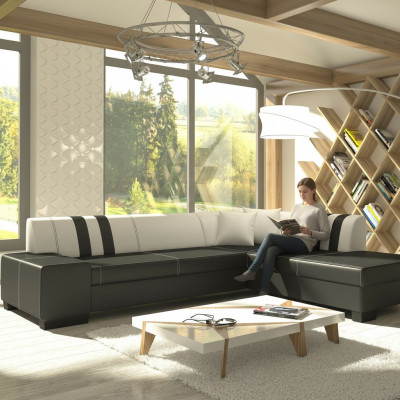 Design Narożnikowa kanapa Sofa rozkładana Funkcja łóżka Sofy Kanapa Skóra Włókienniczy Podkładka Nowość