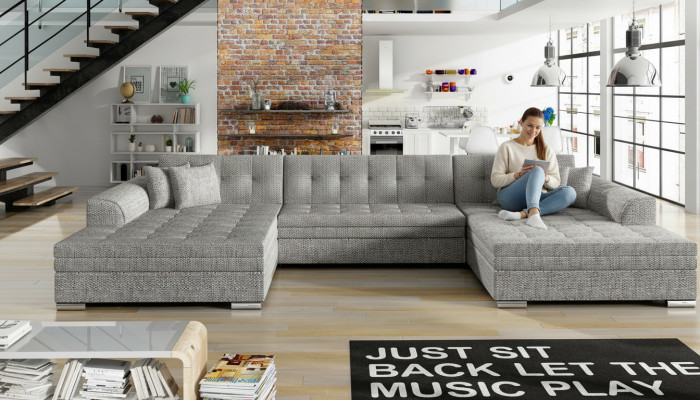 Design Narożnikowa kanapa rozkładana Funkcja łóżka Couch Skóra Podkładka Włókienniczy Sofy Nowy 1070