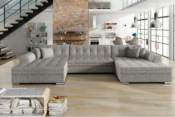 Design Narożnikowa kanapa rozkładana Funkcja łóżka Couch Skóra Podkładka Włókienniczy Sofy Nowy 1070