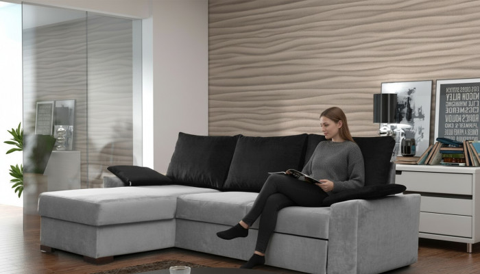 Design Narożnikowa kanapa rozkładana Funkcja łóżka kanapa Skóra Podkładka Włókienniczy sofy