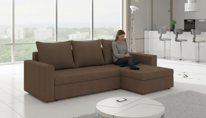 Design Narożnikowa kanapa rozkładana Funkcja łóżka Couch Skóra Podkładka Włókienniczy Sofy Nowy 502