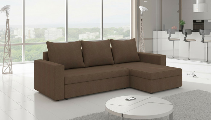 Design Narożnikowa kanapa rozkładana Funkcja łóżka Couch Skóra Podkładka Włókienniczy Sofy Nowy 502