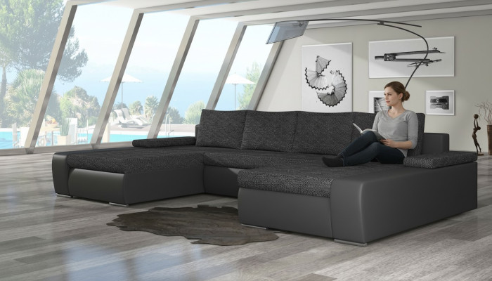 XXL Duża Sofa Rozkładana Relaks Salon Narożnikowa kanapa Ustawić Podkładkę Kanapa Zestaw narożny