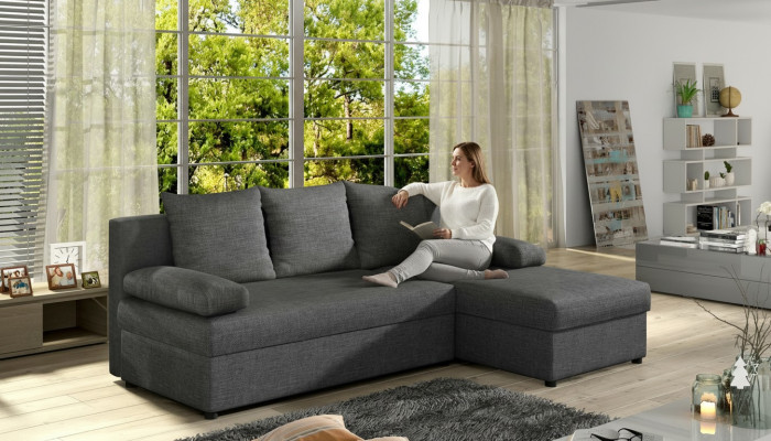Nowoczesna rozkładana sofa Podkładka Narożnikowa kanapa Ustawić funkcję łóżka Włókienniczy Skóra