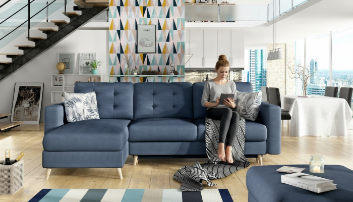 Design Narożnikowa kanapa Sofa rozkładana Funkcja łóżka Couch Włókienniczy Skóra Podkładka Sofy Nowość