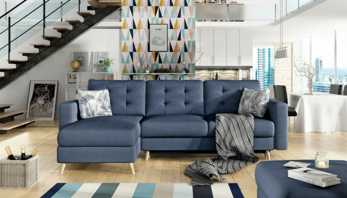 Design Narożnikowa kanapa Sofa rozkładana Funkcja łóżka Couch Włókienniczy Skóra Podkładka Sofy Nowość