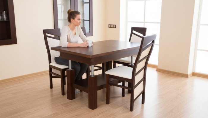 Designerska Tabela + 4 Krzesła Obcios Kompletny Wystrój Salonu jadalnia