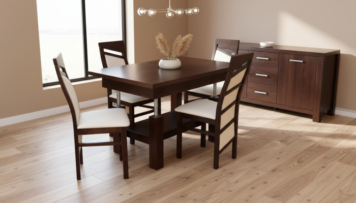 Designerska Tabela + 4 Krzesła Obcios Kompletny Wystrój Salonu jadalnia