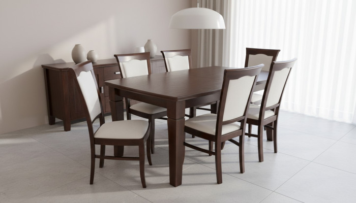 Designerski Stół + 6 Krzesło Zestaw Obcios Kompletny Salon jadalnia
