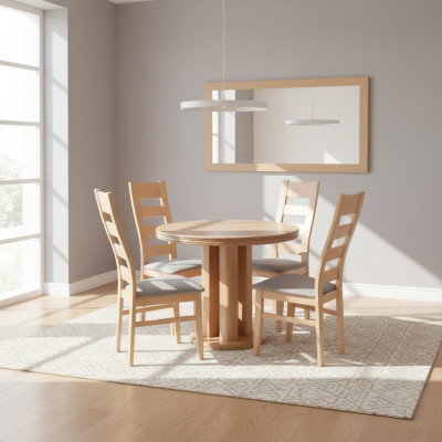 Klasyczny Okrągły Okrągły Tabela Drewno Design jadalnia stoły 4 Krzesła