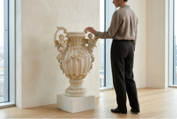 Wazon XXL Dekoracja Stołowa Wazony Deco Styl Antyk Rzeźba Figura Kielich Rzym 71cm