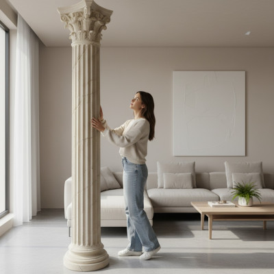 Design Kolumna Kolumna Antyczna dekoracyjna kolumna Kwiat Kolumna Stojak Cokół Nowy 228cm