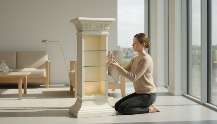Design Galota Półka Szkło Witryny Kolumnowe Półki CD Szafa Lampa 6894 Nowość