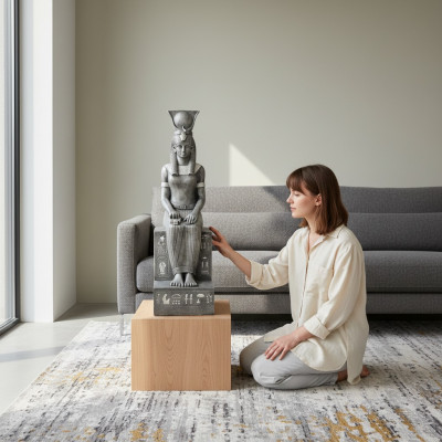 XXL Projektantka Rysunek Bogini Izydy Statua Rzeźba Dekoracja Figurki Posągi 123cm