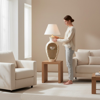 Designerska lampa podłogowa Wazon XXL 138cm Stojak Lampa Lampy Półka Podświetlana Galota