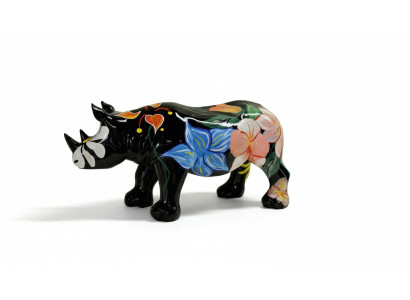 Design nosorożec w kwiatach figurka statua rzeźba figurki rzeźby dekoracja nowość 3095