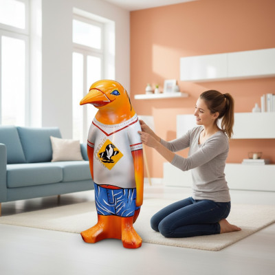 Design Luxury XXL 67cm Figurka Rzeźba Praca fizyczna Penguin Animal Sculptures Figurki