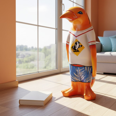 Design Luxury XXL 67cm Figurka Rzeźba Praca fizyczna Penguin Animal Sculptures Figurki
