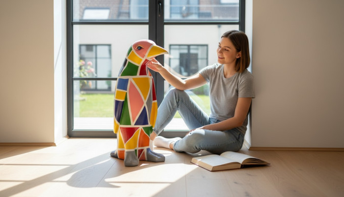 Projekt luksusowej rzeźby figurowej Praca fizyczna XXL 67cm figurki zwierząt pingwinów