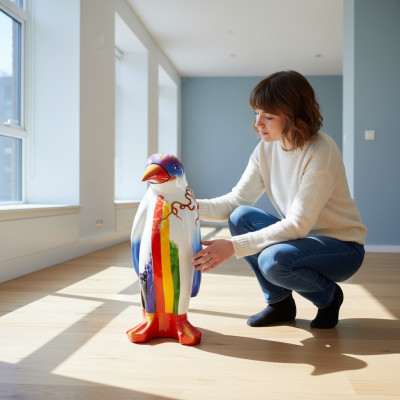 Projekt luksusowej rzeźby figurowej Praca fizyczna pingwina rzeźby zwierząt XXL Figurki 67cm