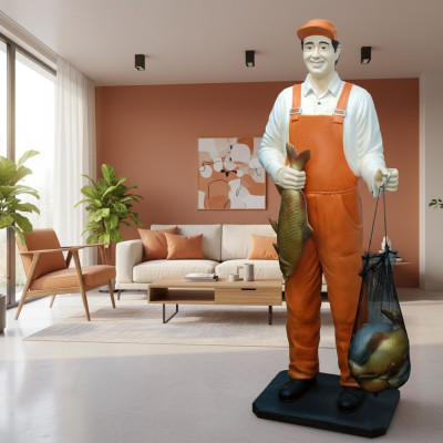 Projekt Rybak Rysunek Statua Rzeźba Figurki Rzeźby Dekoracja Deco 5661 Nowość