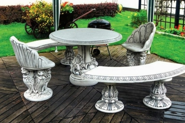 Antyk Style Kamienna Ławka Fotel Krzesło Taras Ogrodowy Szlachetny Design Tron