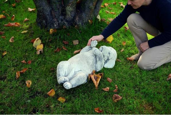 Dekoracja Ogrodowa Patio Psa Figurki Kamienne Figurka Dekoracyjna Biała Statua