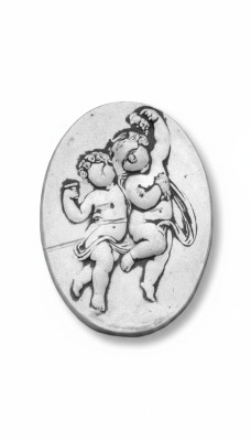 Płaskorzeźba ścienna płyta kamienna Zdjęcie Aztecki anioł Antil przedstawia płaskorzeźbę odlaną z kamienia