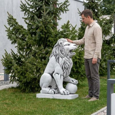 Szlachetny Rycerz Lew Rysunek Statua Rzeźba Figury Rzeźby Ogród