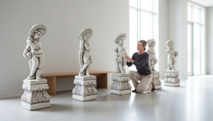 Chłopiec 70cm Figurka Statua Figurki Rzeźba Rzeźby Ogród Biały Dekoracja