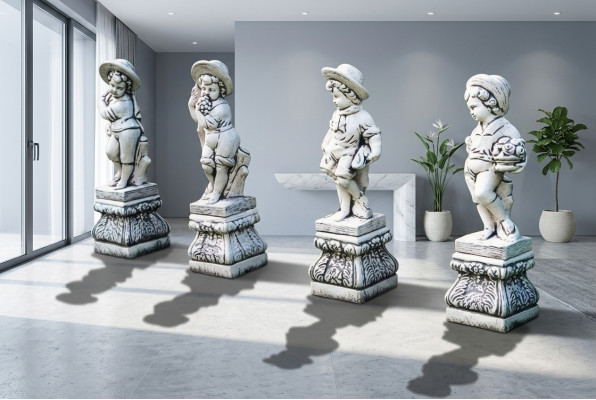 Chłopiec 70cm Figurka Statua Figurki Rzeźba Rzeźby Ogród Biały Dekoracja