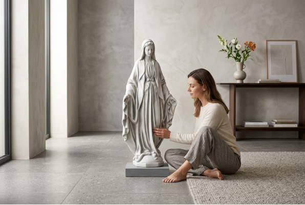 Matka Jezus Maryja Statua Nagrobek Rzeźba Święta Figura Dekoracja ogrodu 100cm