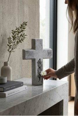 Grób Anioła Krzyż Anioła Stróża Dekoracja grobu Kamienna figura Statua