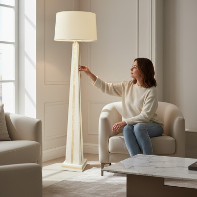 Designerska lampa podłogowa designerska lampa stojąca lampa abażur piramida 6910 nowość