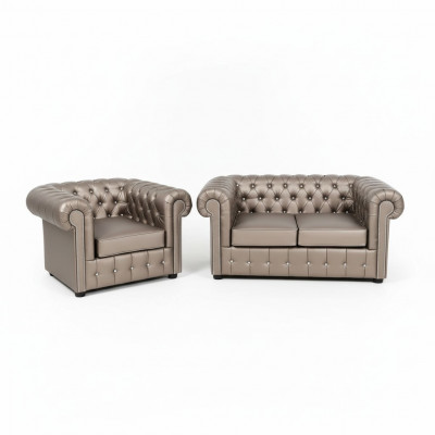 Projektant Chesterfield Zestaw sofowy Sofa Couch 2+1 Podkładka Siedziba Ustawić Gold
