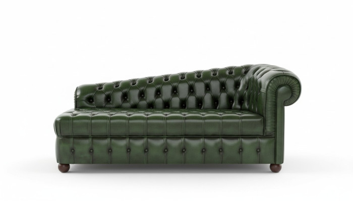 Szezlong Chesterfield sofa zielona kanapa leżak otomana szezlong Skóra Chiase