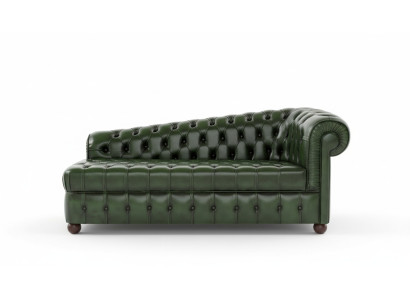 Szezlong Chesterfield sofa zielona kanapa leżak otomana szezlong Skóra Chiase