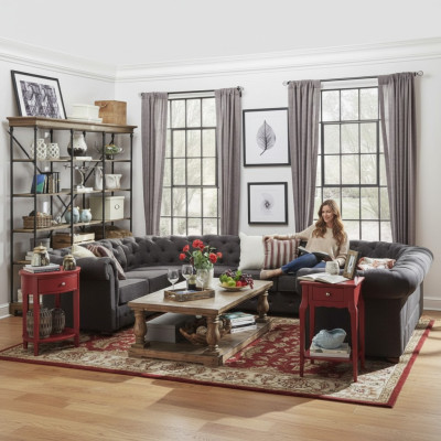 XXL Big Chesterfield Żywy krajobraz Sofa Podkładka Narożnik Siedziba U Shape Sofas Nowość