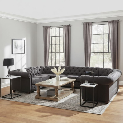 XXL Big Chesterfield Żywy krajobraz Sofa Podkładka Narożnik Siedziba U Shape Sofas Nowość
