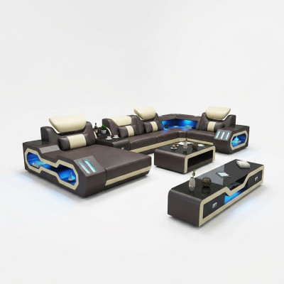 Żywy krajobraz Designer Couch Sofa Podświetlana Stacja USB Narożnikowa kanapa