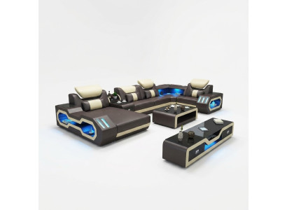 Żywy krajobraz Designer Couch Sofa Podświetlana Stacja USB Narożnikowa kanapa