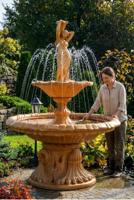 Fontanna ogrodowa Fontanna do stawu 215cm Kamienna fontanna Fontanna ogrodowa Fontaine Nowość