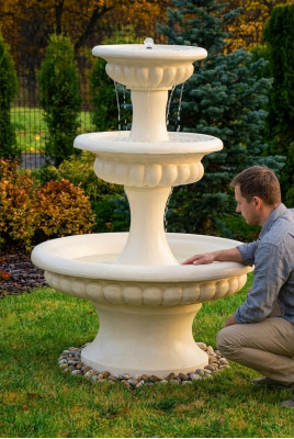 Fontanna ogrodowa Fontanna do stawu 211cm Kamienna fontanna Fontanna ogrodowa Fontaine Nowość