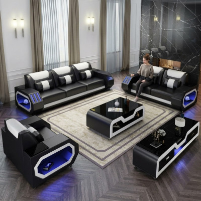 Zestaw sofowy Skóra Podkładka Kanapa Zestaw Sofa 3+2+1 miejsce do siedzenia Ustawić G8046D Kanapy
