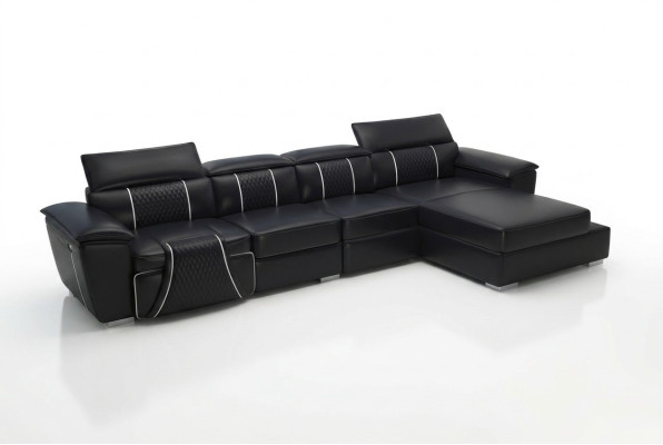 Skórzana sofa Kanapa Podkładka Designerska sofa Skóra Sofy Sofa Sofa w kształcie litery L G8048C Czarny