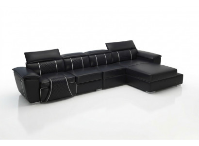 Skórzana sofa Kanapa Podkładka Designerska sofa Skóra Sofy Sofa Sofa w kształcie litery L G8048C Czarny
