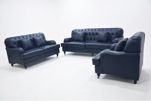 Sofa Chesterfield Skóra Zestawy wypoczynkowe Elegancki luksusowy salon o nowoczesnym designie
