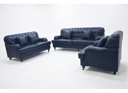 Sofa Chesterfield Skóra Zestawy wypoczynkowe Elegancki luksusowy salon o nowoczesnym designie