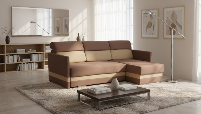 Narożnikowa kanapa z funkcją spania Funkcja łóżka box Łóżko sofa Żywy krajobraz