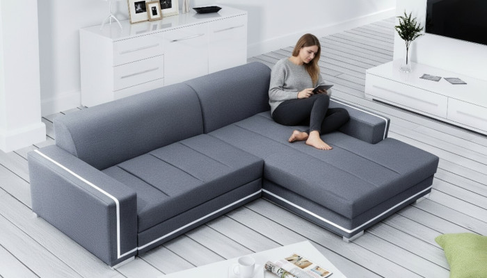 Narożnikowa kanapa z funkcją spania Funkcja bed box sofa couch Żywy krajobraz Łóżko